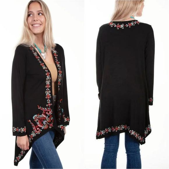 SCULLY Waterfall Open Front Longsleeve 100% Rayon Cardigan - Picture 1 of 7